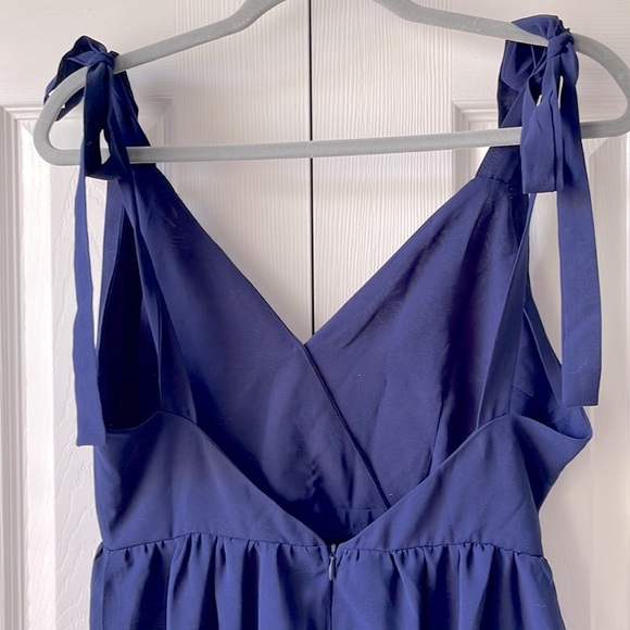 Shein Ruffle Hem Knotted Backless Cami Dress | Blue | Size Medium - Picture 7 of 11